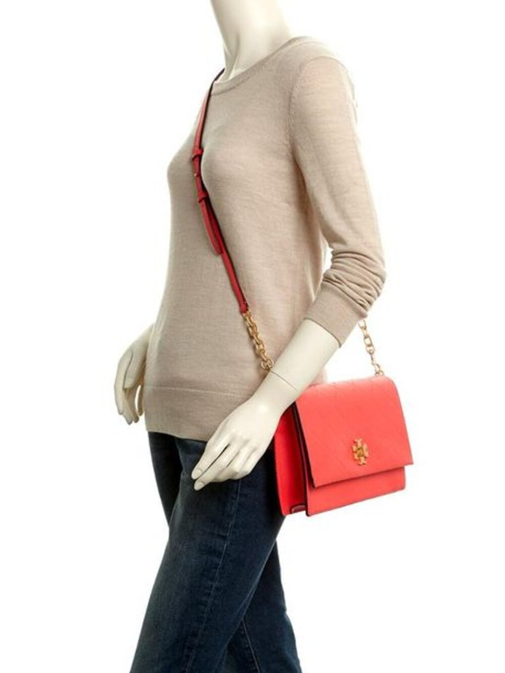 New with Tags: Tory Burch Georgia Leather Crossbody - Dahlia Pink - Picture 2 of 6